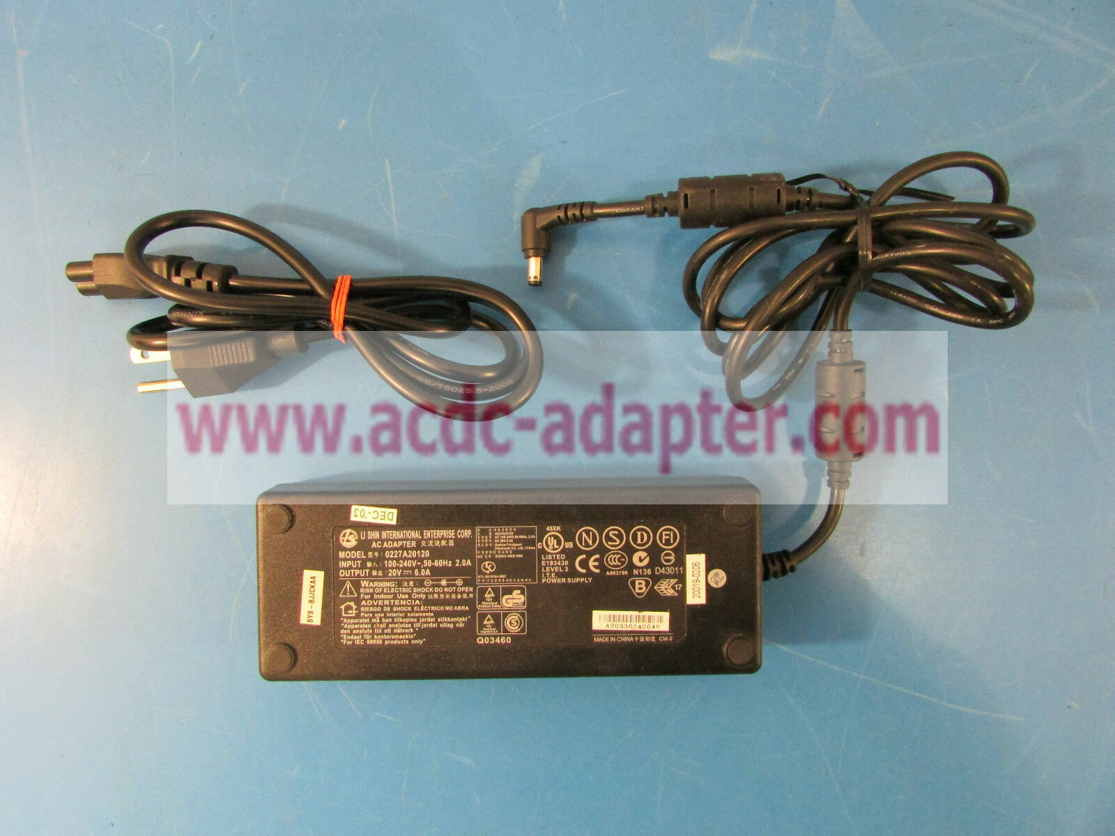 New 20V 6A Li Shin International 0227A20120 AC Adapter Power Supply w/Indicator
